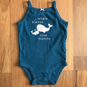 Carter’s Baby Girl’s Sleeveless Whale Bodysuit Size 12 Months